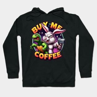 Rabbits Revenge: Tortoise Standoff Buy Me A Coffee Hoodie